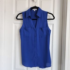 Express Royal Blue Sleeveless Portefino Blouse in size xs